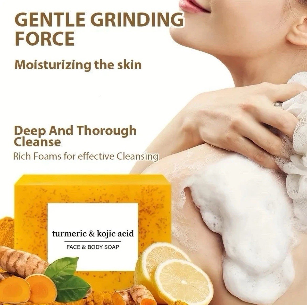 2-Pack Turmeric Glow Soap Bar - Lemon & Kojic Acid, Removing Dark Spots