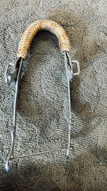 Western Mechanical Hackamore Bit with Braided Leather Noseband 9" Shank