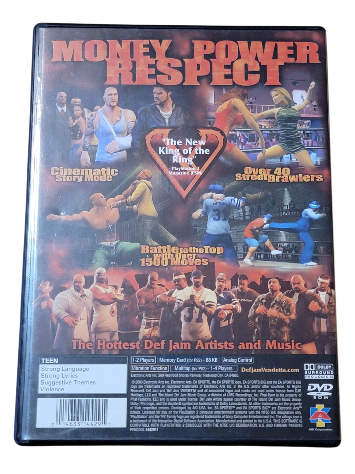 Def Jam Vendetta PS2 Case and Manual ONLY/Free Shipping