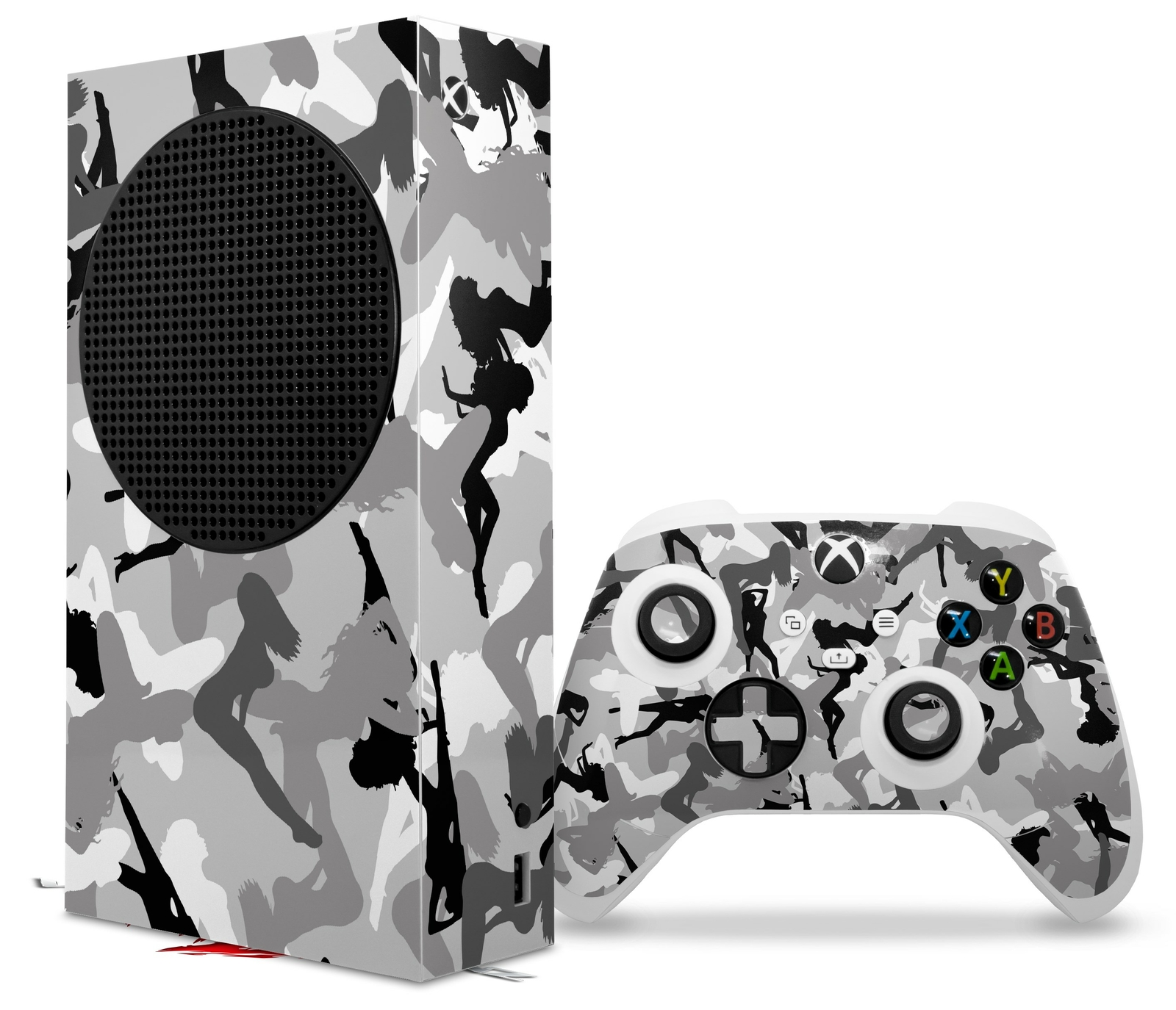 Skins XBOX Series S Console Controller Sexy Girl Silhouette Camo Gray