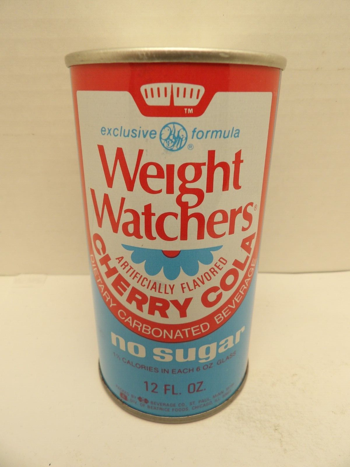 WEIGHT WATCHERS CHERRY COLA STRAIGHT STEEL PULL TAB SODA POP CAN