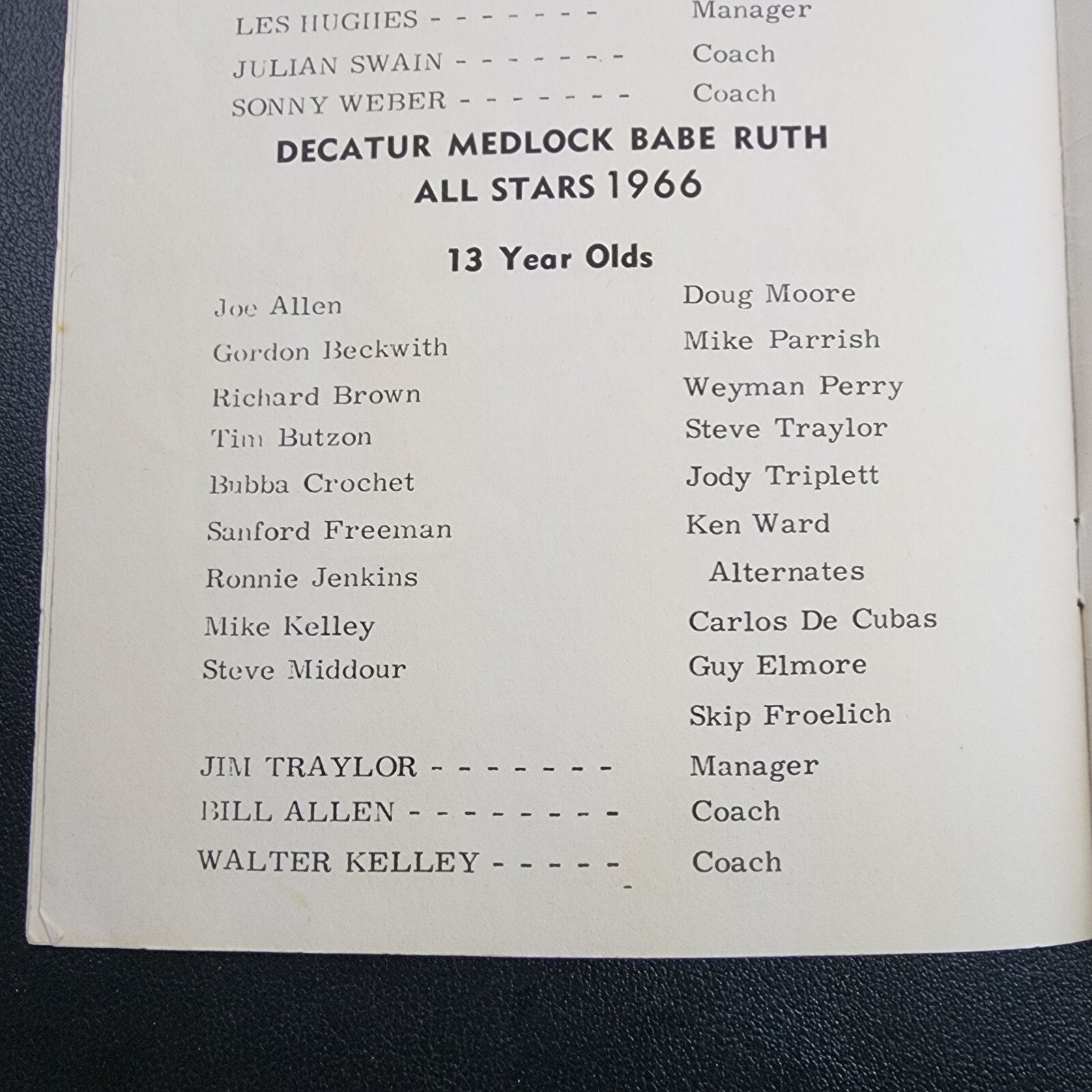 Vintage 1966 Babe Ruth Tournament Program Booklet-Dekalb Co. Georgia