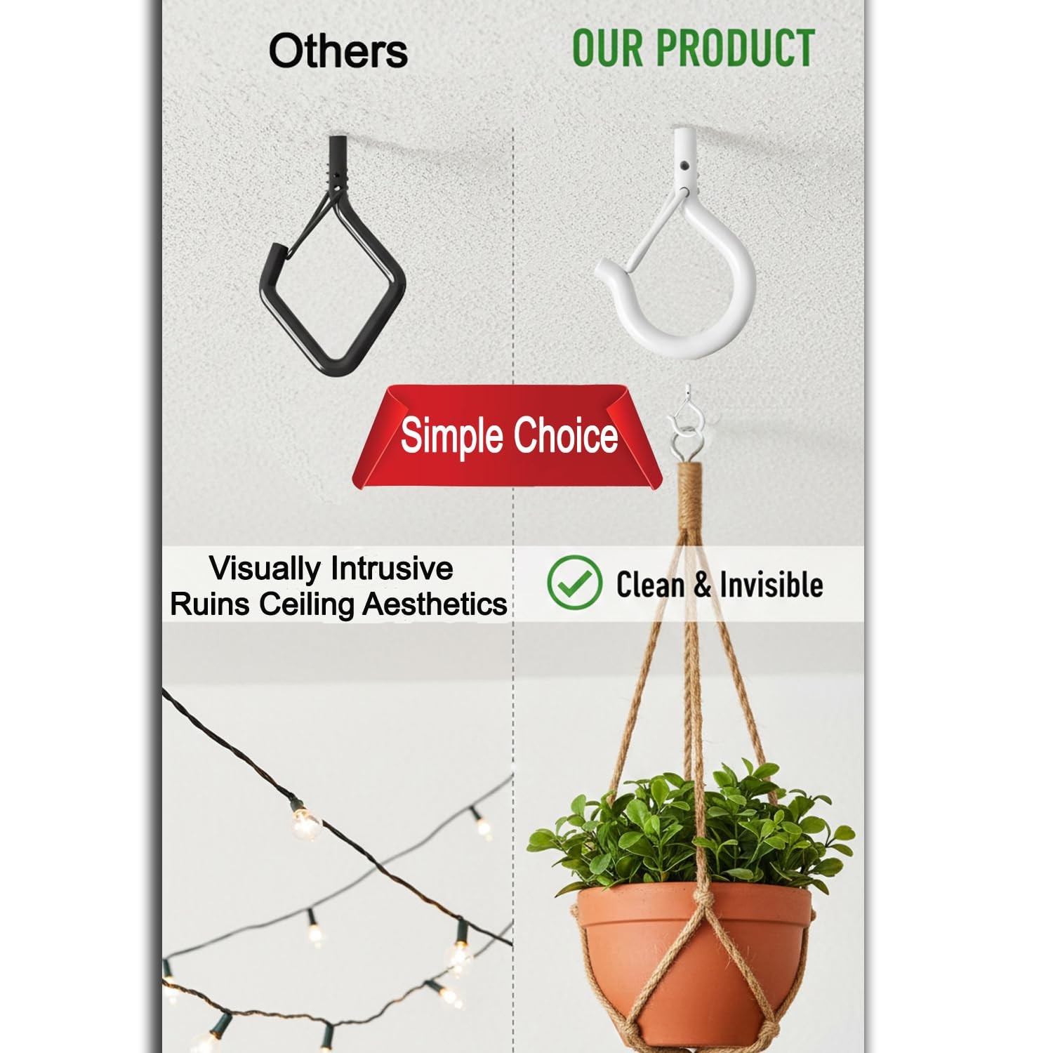 20 Pack Q Hanger Hooks with Safety Buckle, Rustproof Screw Hooks for Hanging ...