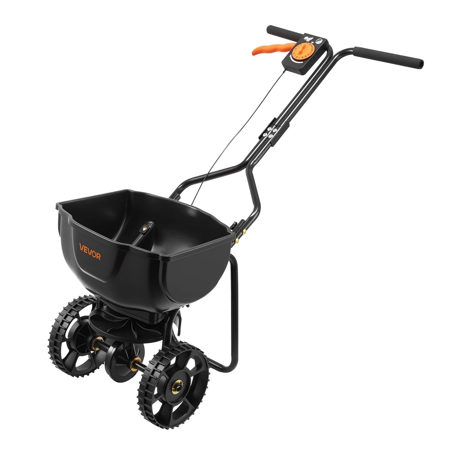 Push Broadcast Spreader 9.8ft Width, 15lbs Capacity, All-Terrain Tires, Adjustab