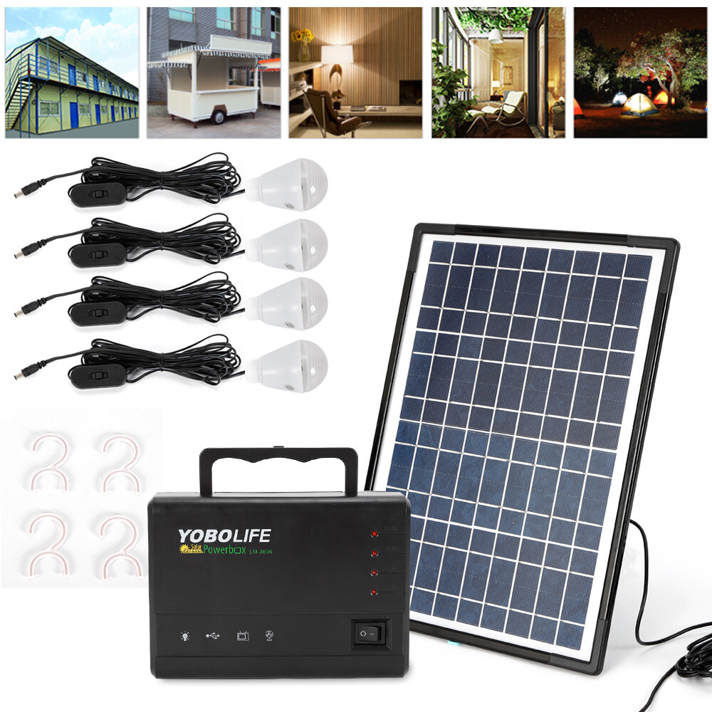 Solar System Generator Solar Panel Power Inverter Electric Generator Kit Light