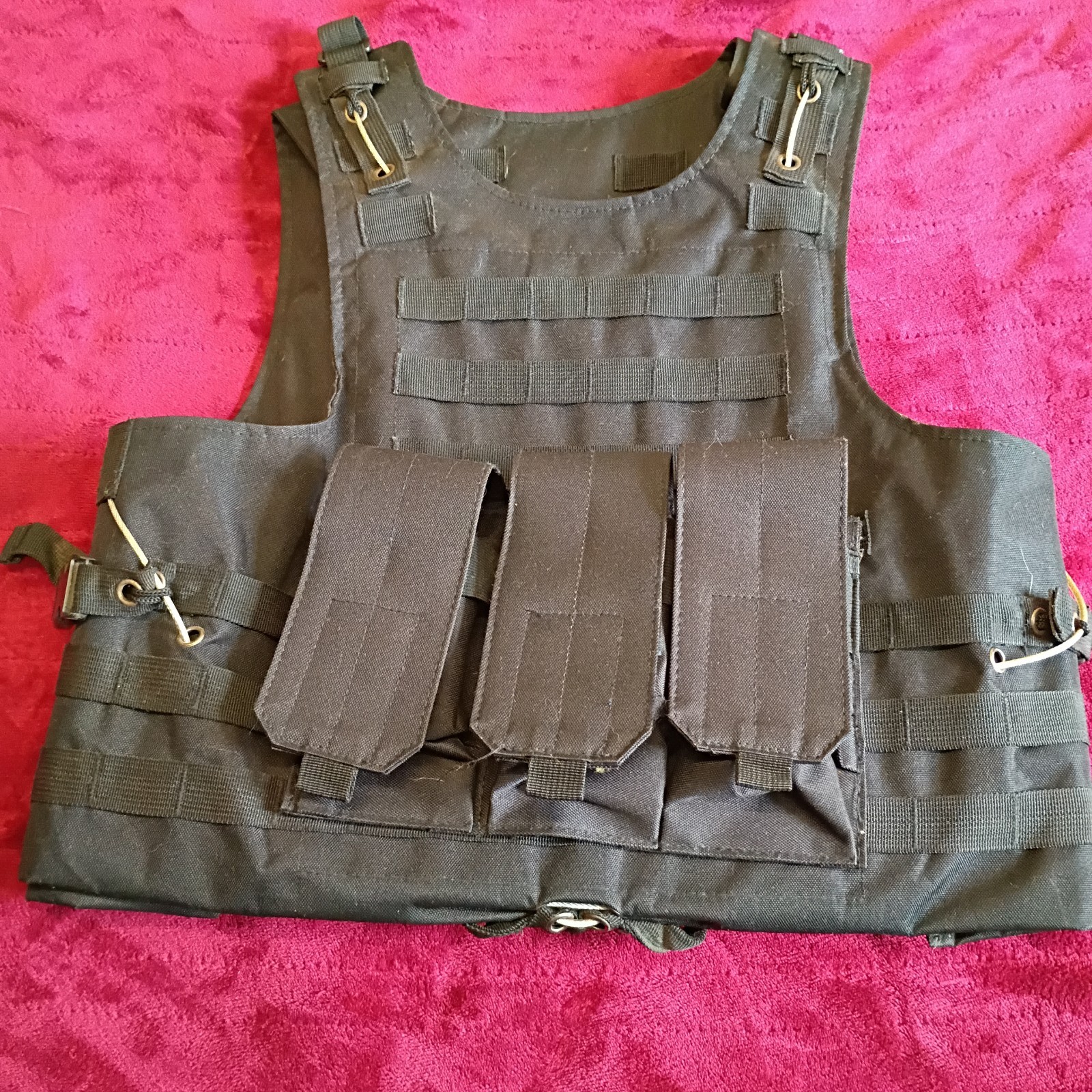 Black Tactical Plate Carrier Vest  Airsoft Paintball Chest Rig With Mag Bag (465