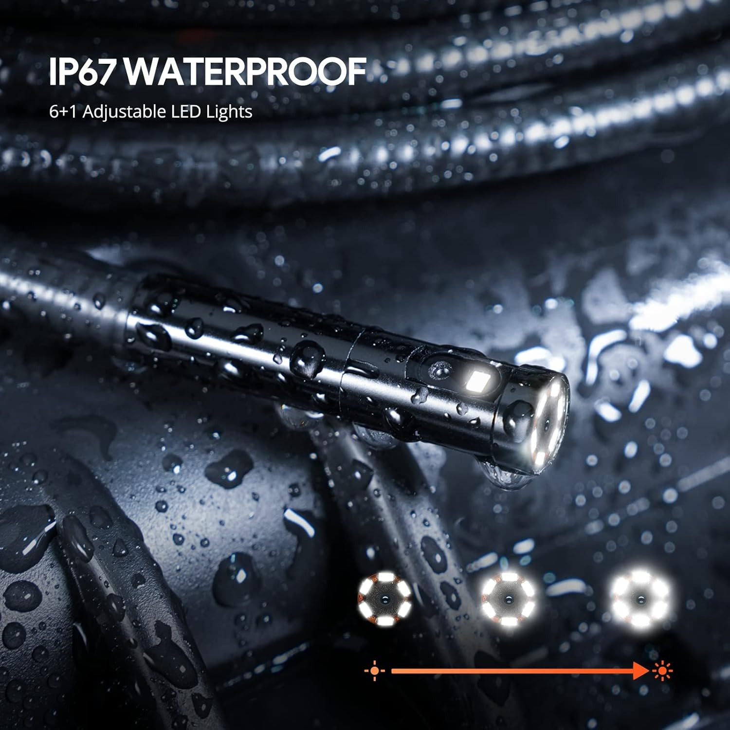 Waterproof Industrial Borescope Inspection Camera with LED Light