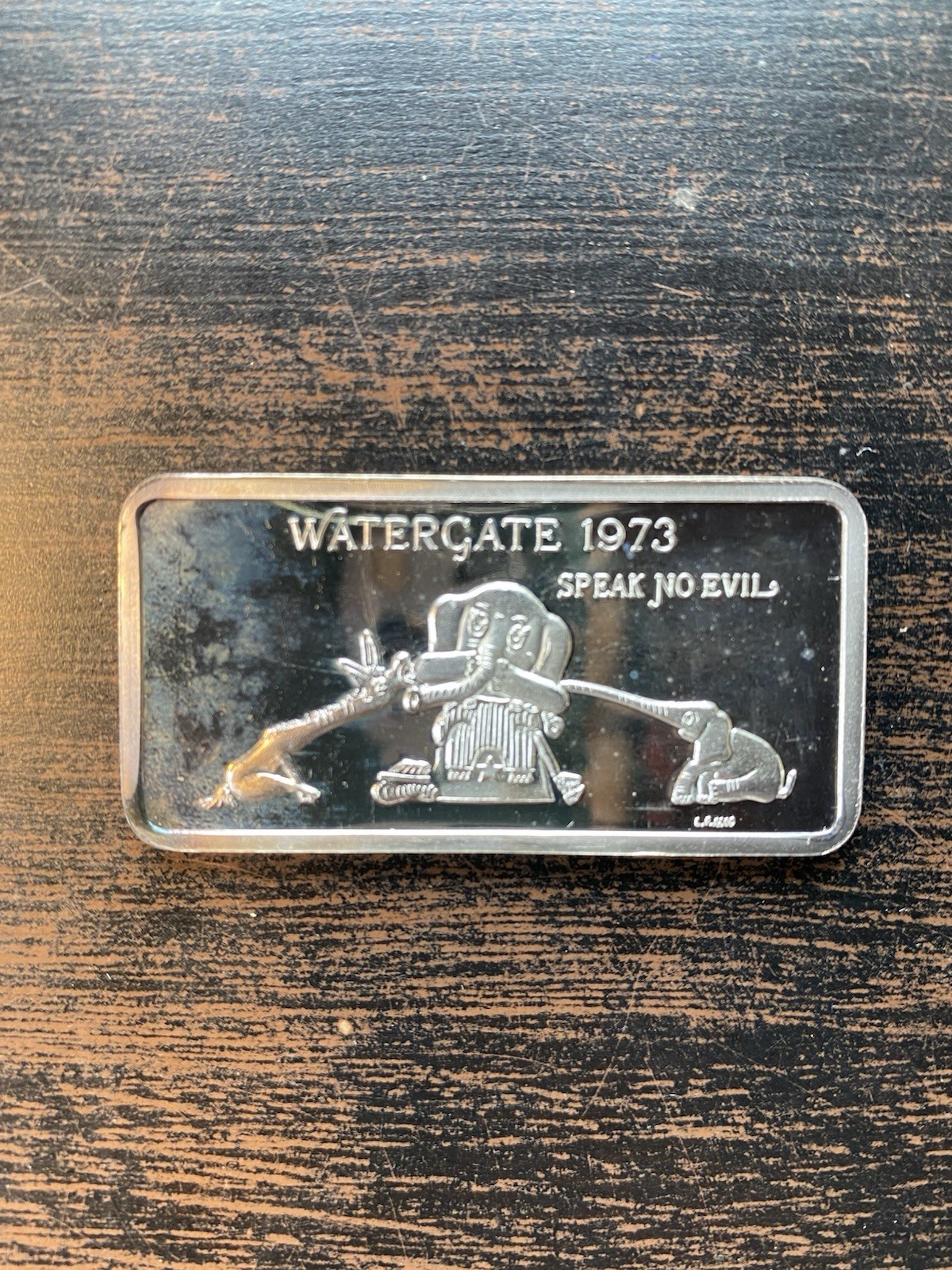 Aged E.J. Aleo & Co. Watergate 1973 Second Edition Silver Bar Set 1 oz .999 Fine