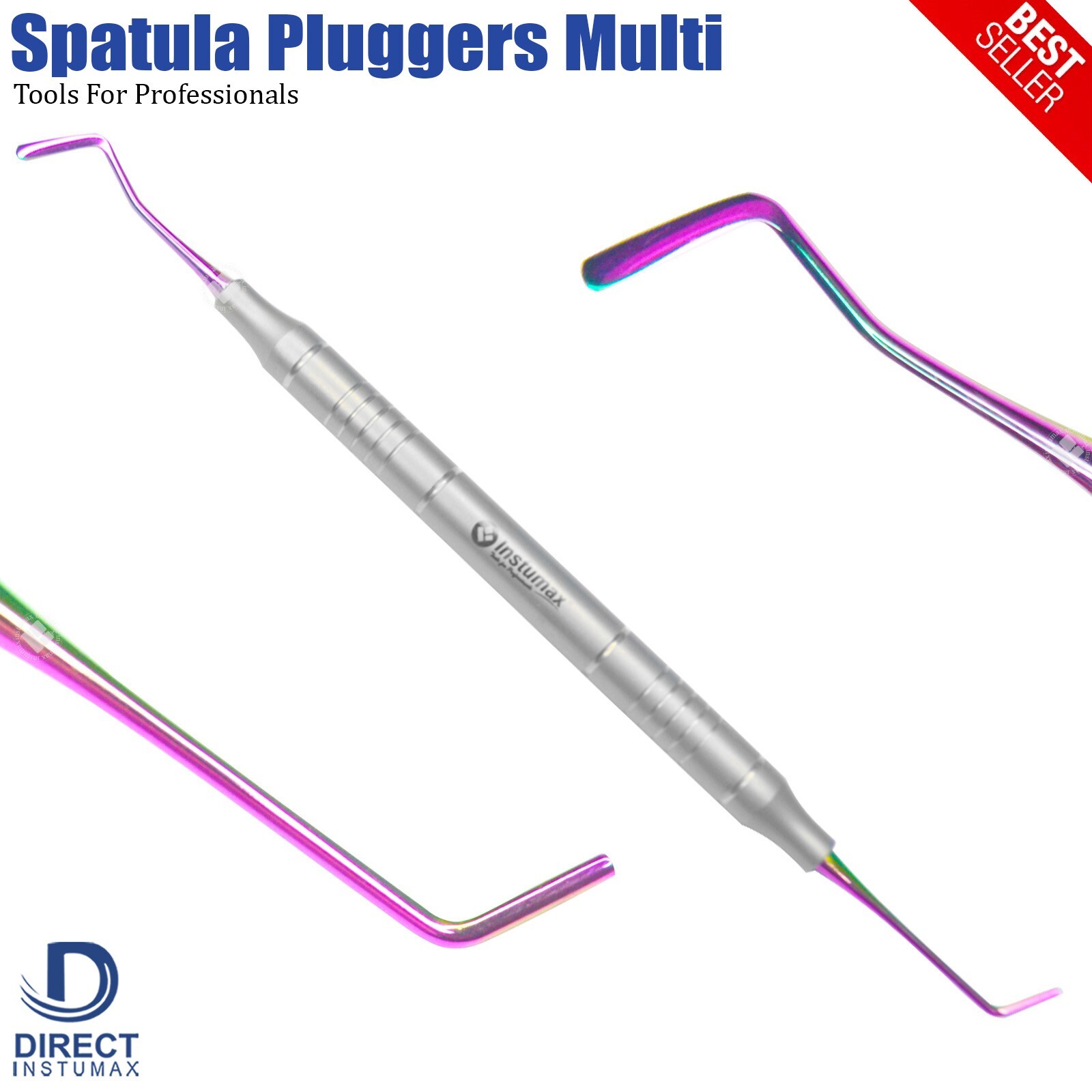 Dental Composite Instruments Set Titanium Spatula & Plugger with Multi-Color Tip