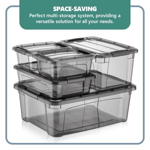 12.5 Quart Storage Bins with Lids, Plastic Storage Containers with Latching