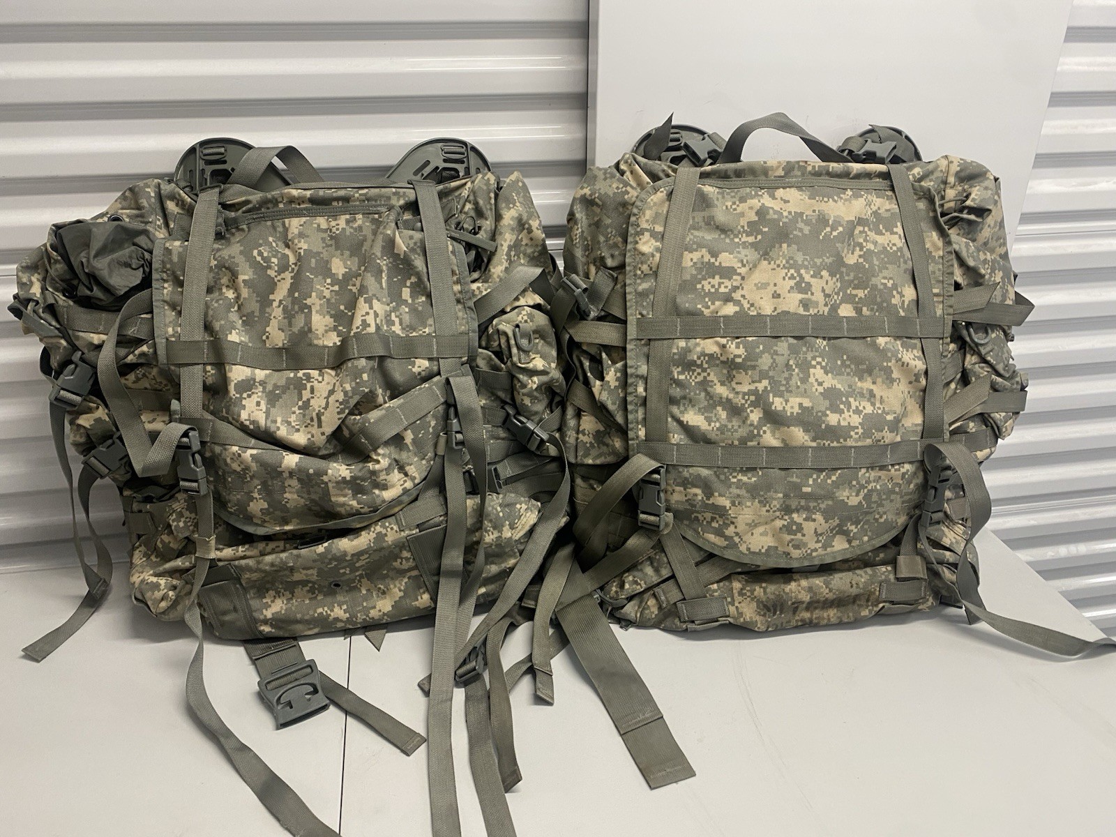 Pair Of 2 USGI Molle 2 Large UCP Rucksack Set W Sustainment Pouches & Straps ACU