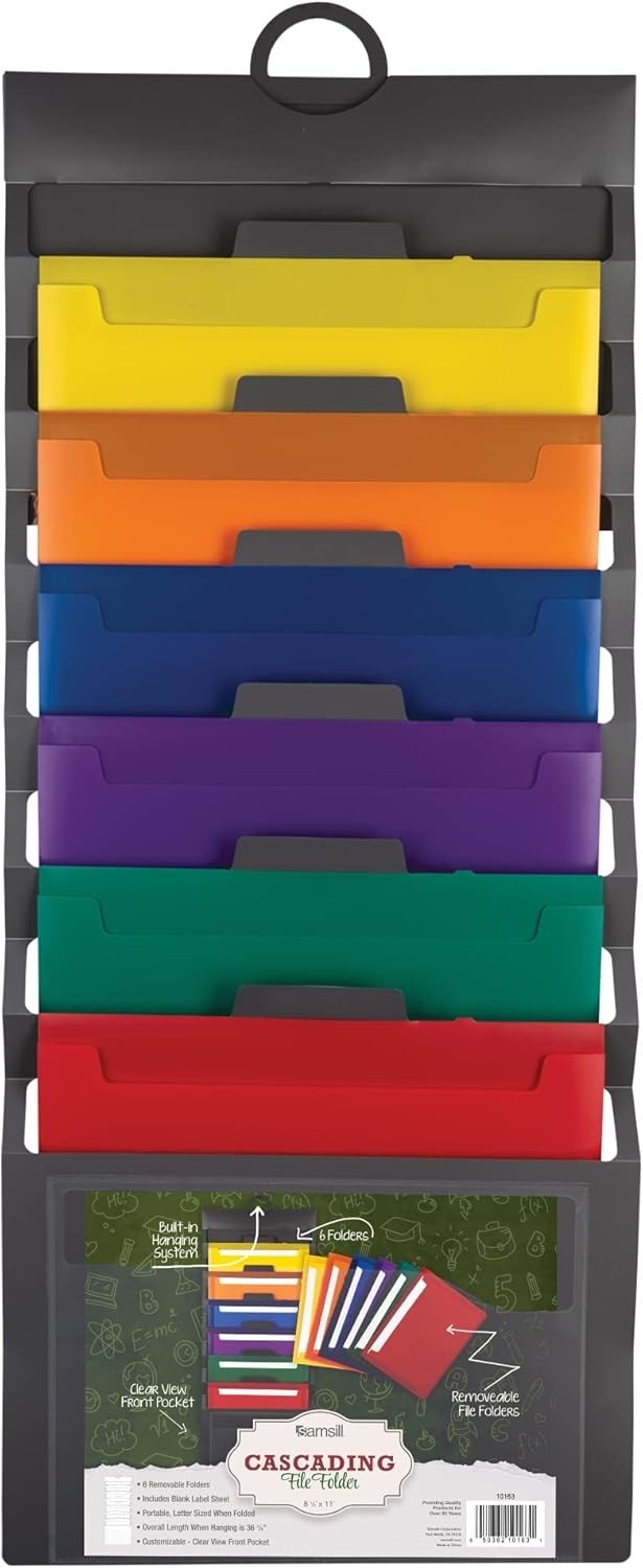 Cascading Wall File Organizer Classrom Organization & Storage 6 Removable Poly