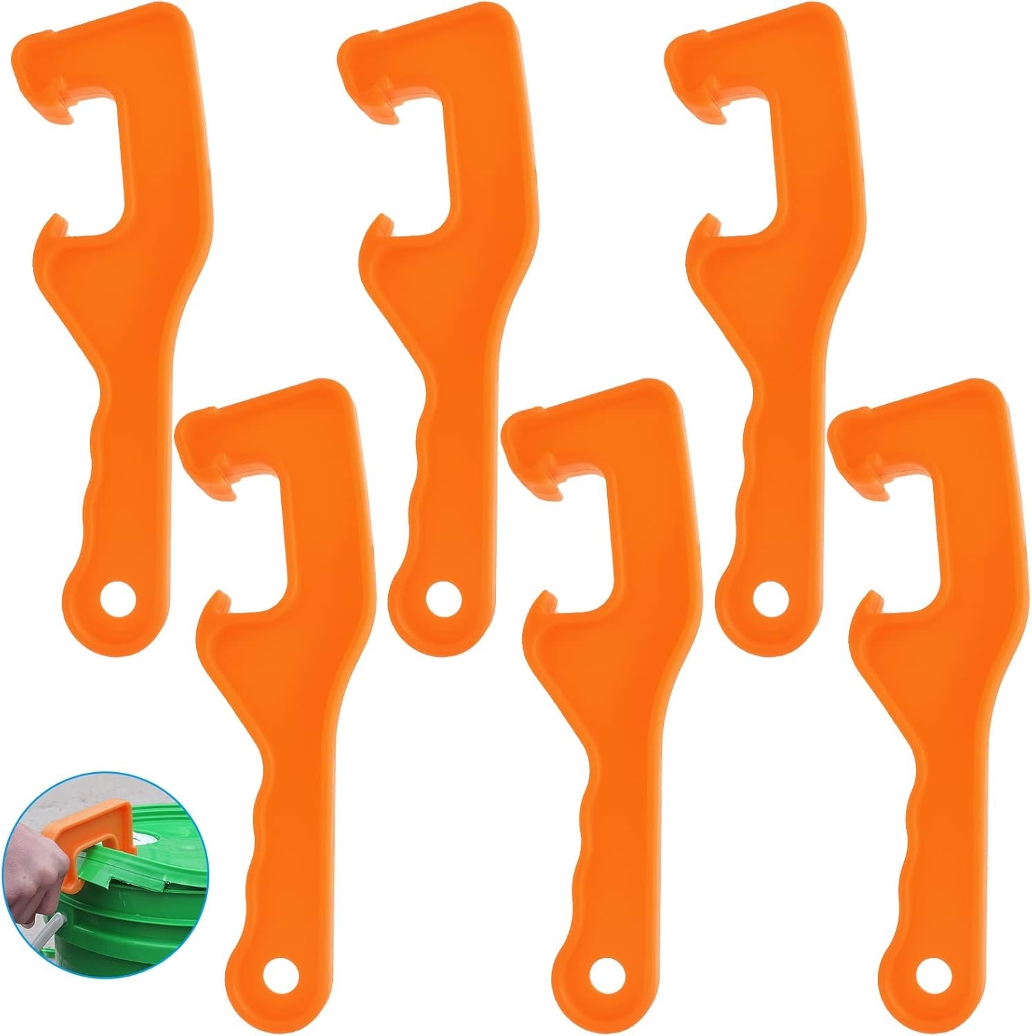 6 llaves abridoras tapa cubeta 5 galones herramienta plastica color naranja