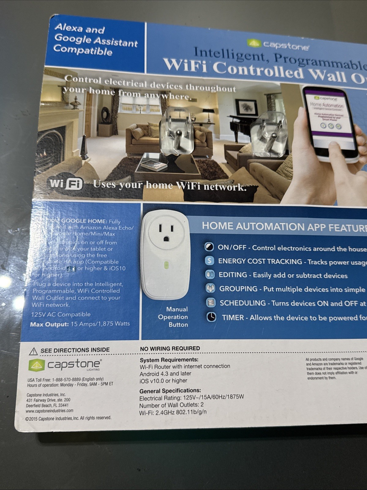 Capstone 2 pack Intelligent Programmable WiFi Wall Outlet Alexa Compatible NEW