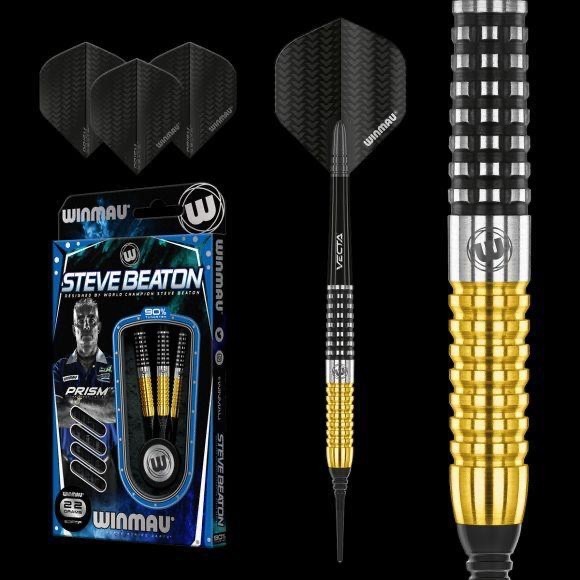 WINMAU STEVE BEATON SOFT TIP DARTS 22 GRAM 90% TUNGSTEN SHIPS FREE FREE FLIGHTS