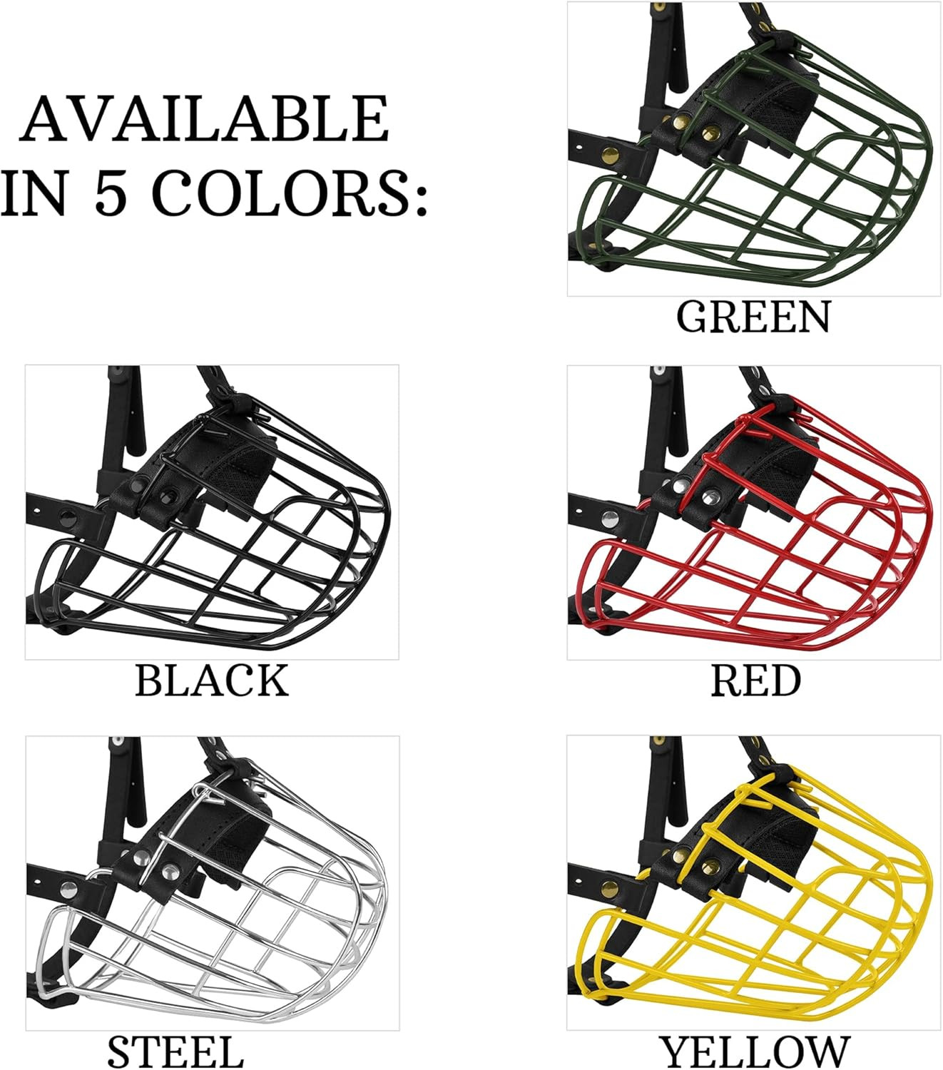 Pitbull Dog Muzzle Metal Mask Amstaff Secure Wire Basket Adjustable Durable Leat