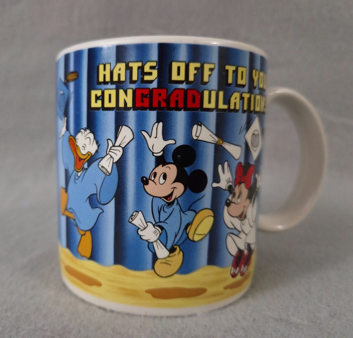 Walt Disney Graduation Cup Hats Off To You ConGRADulations  3.5"x3.25" Mug