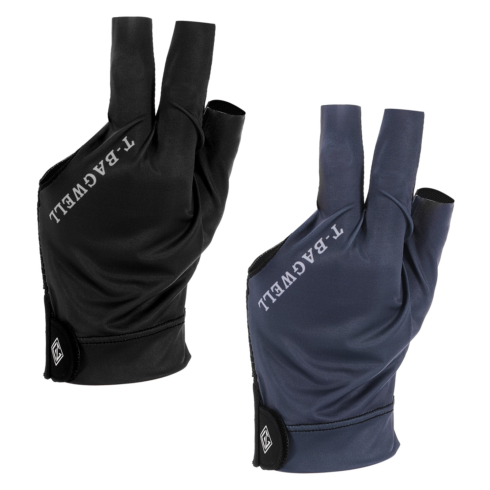 2Pcs 3 Finger Pool Glove Left Hand Billiard Glove Black Blue