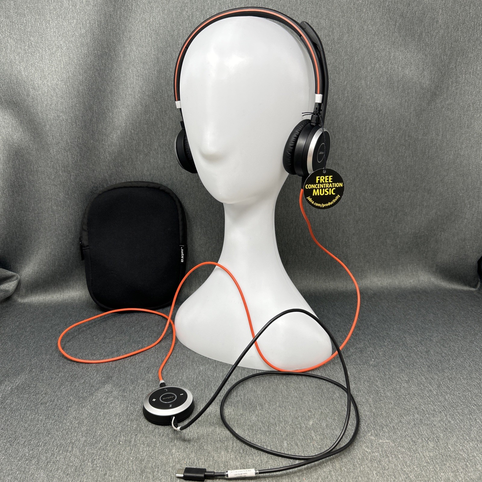 JABRA Evolve 40 Stereo Wired Headset USB-A Inline Controller Neoprene Case Black