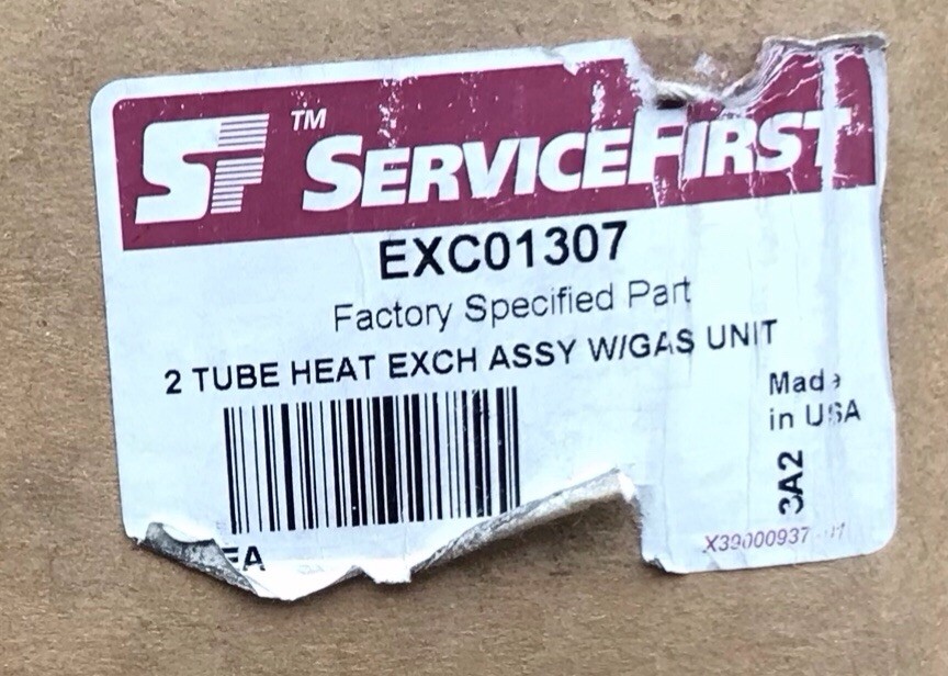 ServiceFirst EXC01307  2 TUBE HEAT EXCHANGE ASSM W/ GAS UNIT