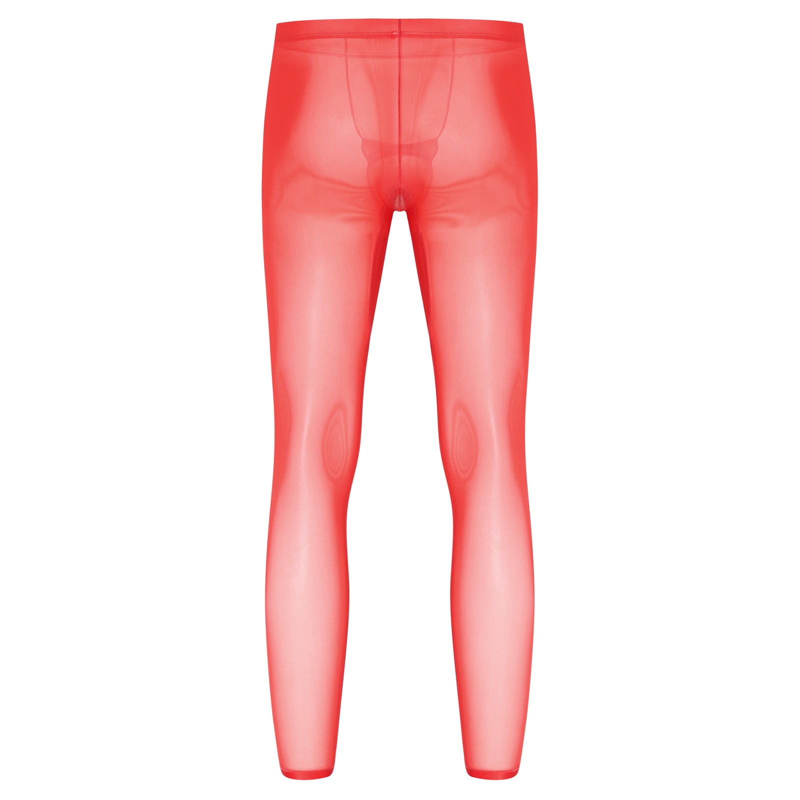 Men's Stretchy Sheer Yoga Leggings Bulge Pouch with Opening Elastic Waistband