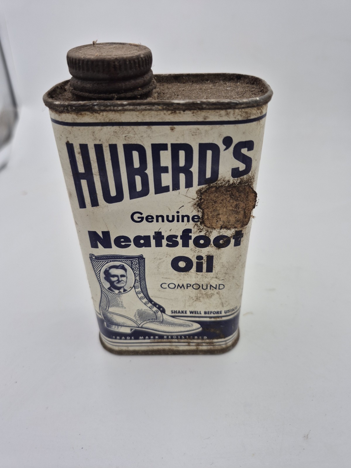 Vintage Huberd's Genuine Neatsfoot Oil Compound Less Than Halfway Full