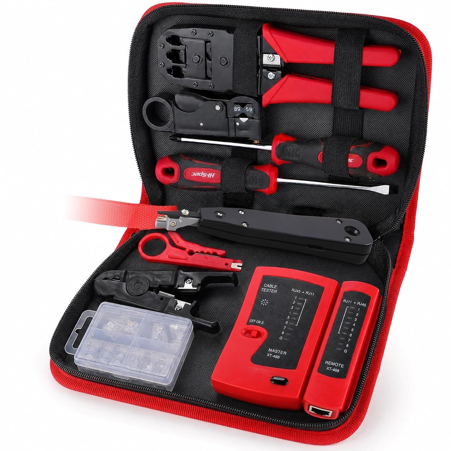 Beginner-Friendly Network Testing & Crimping Tools – 9-Piece Kit in Zipper Case