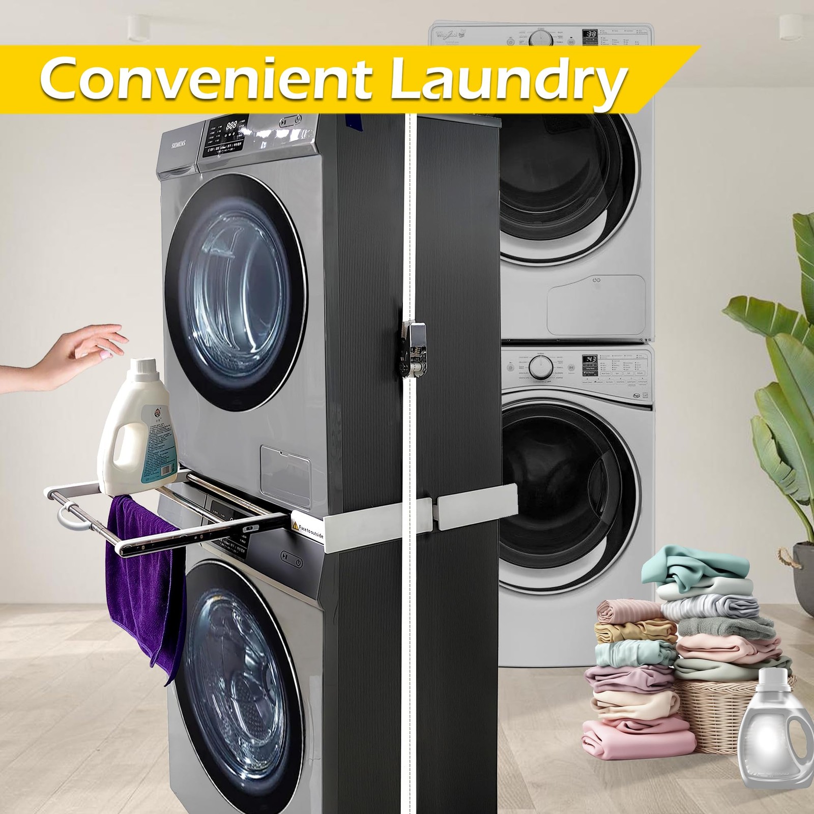 Maxworks Universal Washer Dryer Stacking Kit Pull-Out Rack Adjustable 2429 Inch
