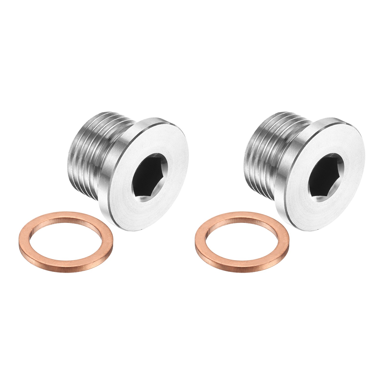 2 Pcs M18 x 1.5 Pipe Plug Fitting, Internal Hex Head Socket 304 Stainless Steel