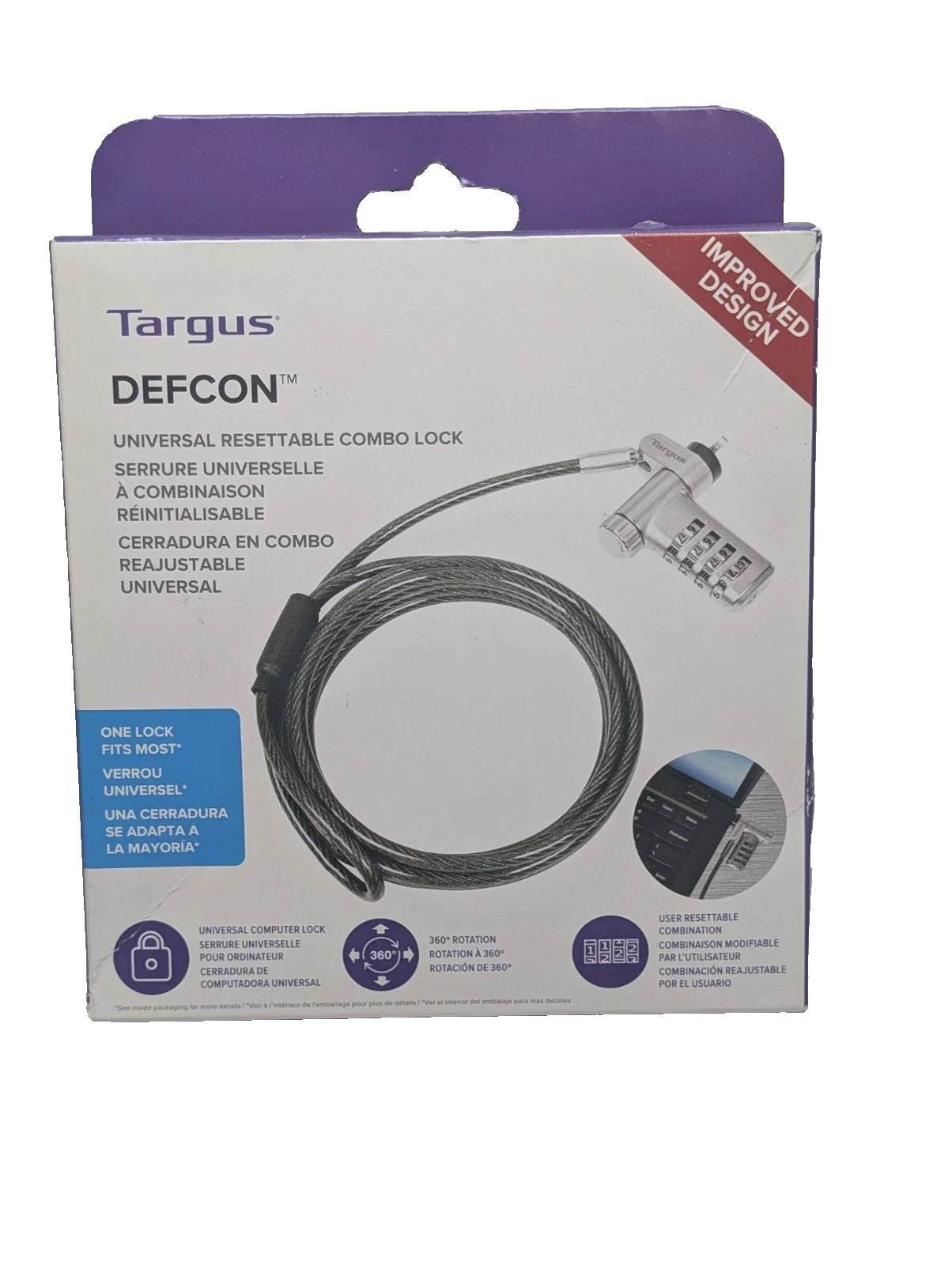 Targus DEFCON Universal Resettable Laptop Cable Lock ASP106 New