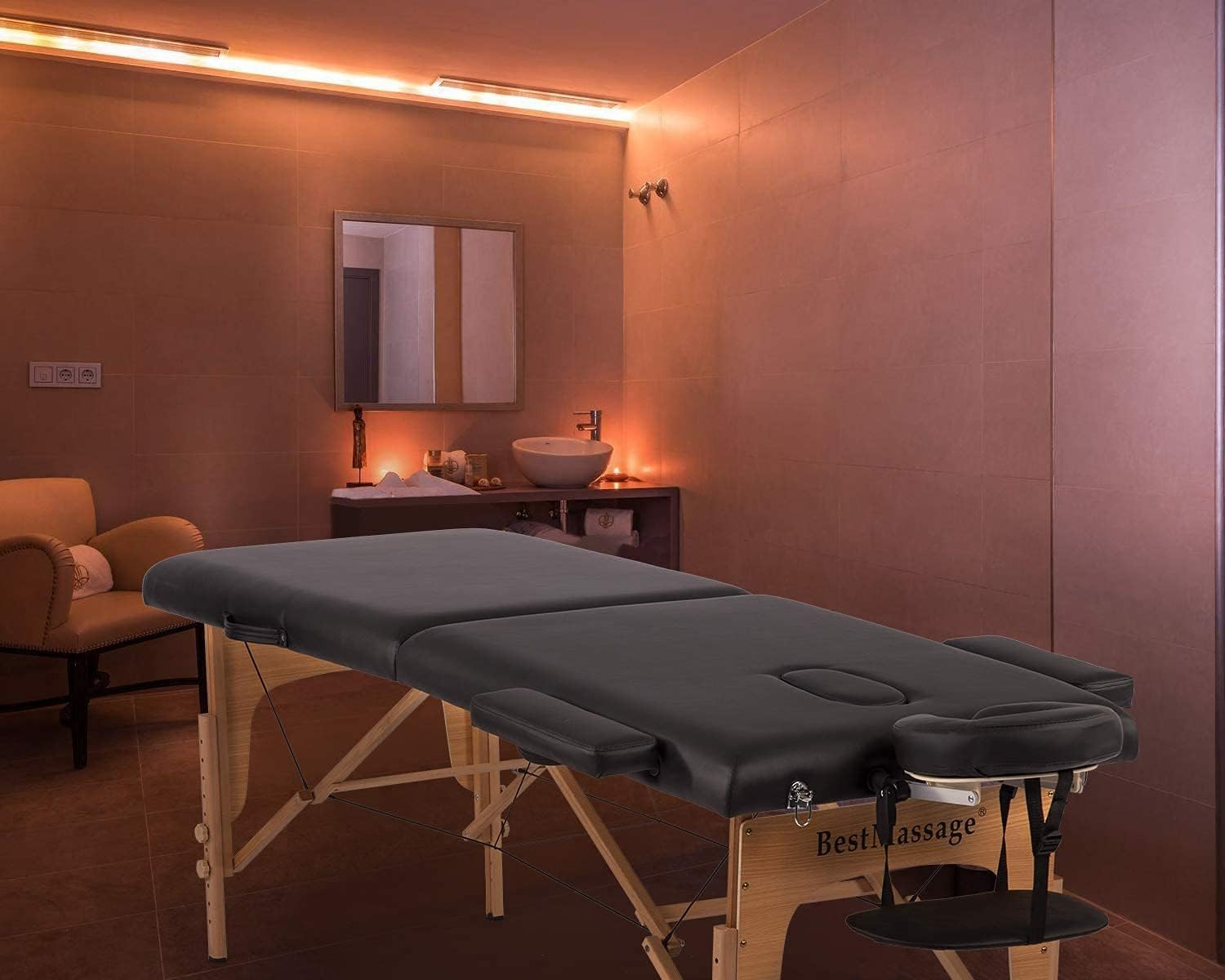 Massage Bed Portable Massage Table 28 Inch Wide Lash Bed Height Adjustable PU Le
