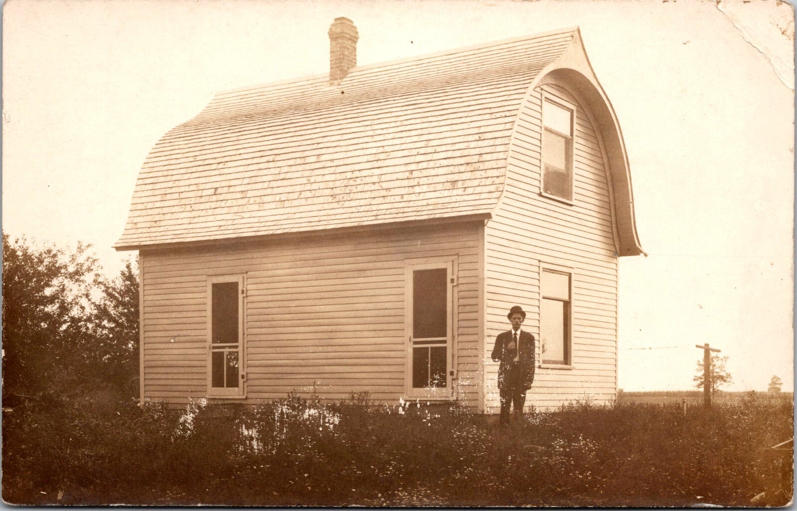 Hip Roof Home Olive Bailey Residence (Wisconsin?) RPPC Postcard