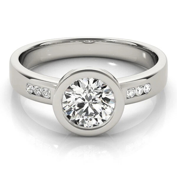 Lab-Created 2.10 Ct Round Cut VVS1 Diamond Engagement Ring 14K White Gold Finish