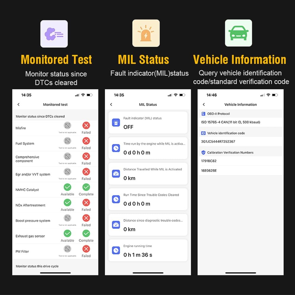 FlyroadUp OBD2 Scanner Bluetooth for iPhone iOS Android OBDII Diagnostic Scan...