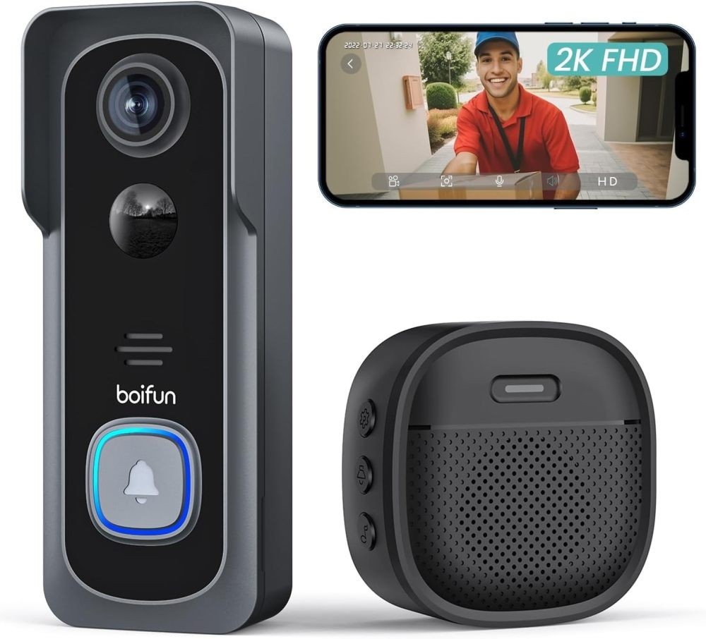 Video Doorbell Camera Wireless No Subscription 2K HD 166° Wide View Night Vision