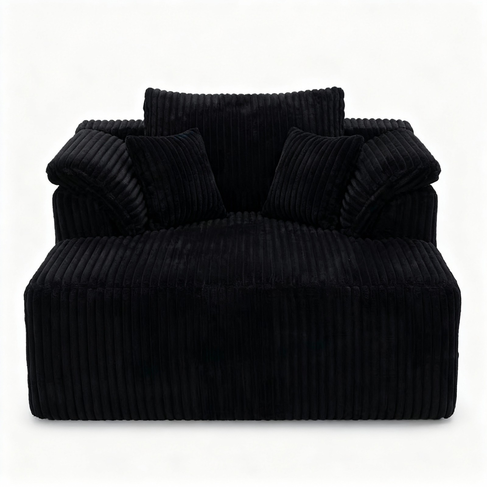 60-inch indoor oversized corduroy lounge chair, no assembly required (black)