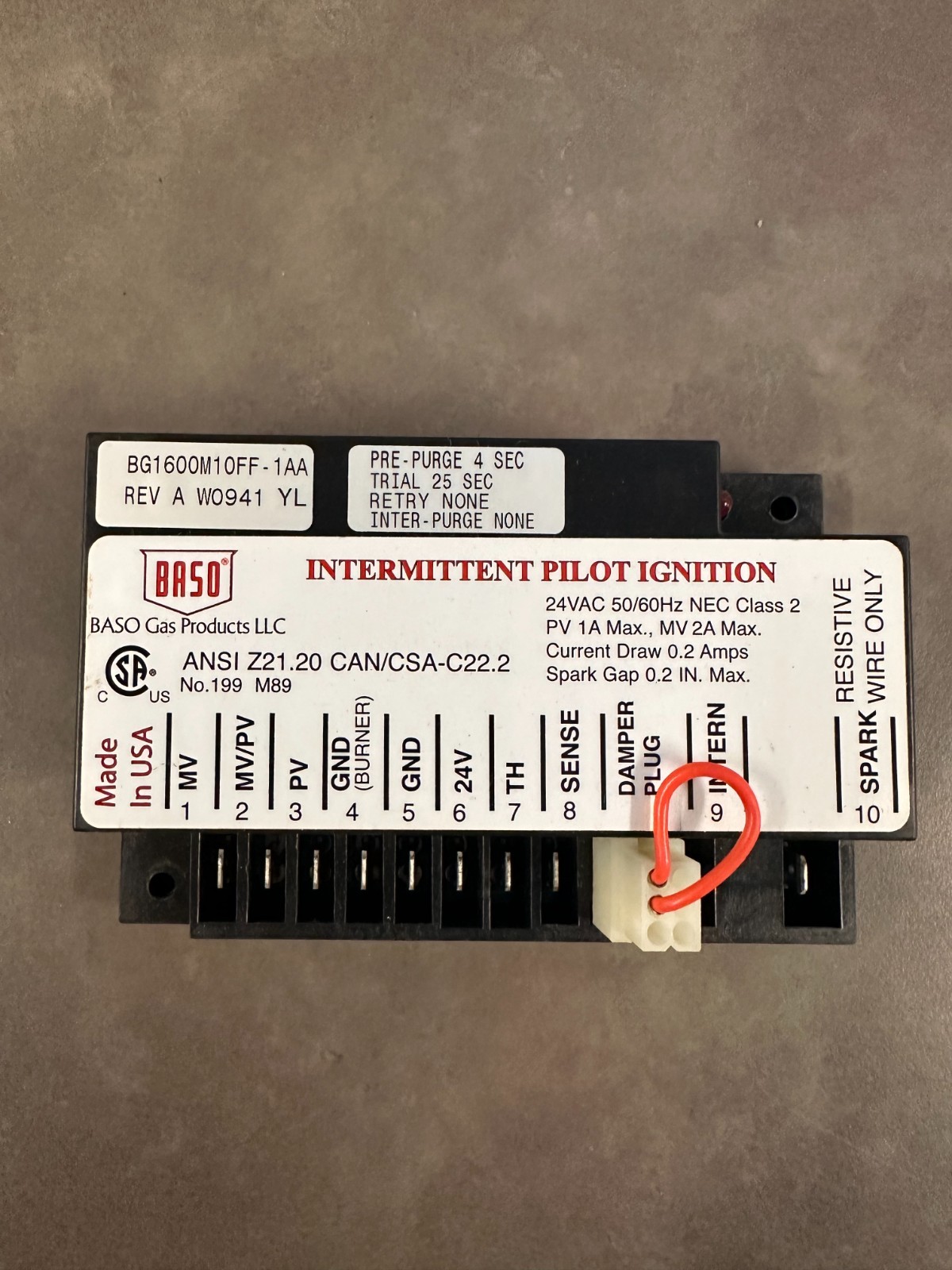 BASO BG1600M10FF-1AACJ, Control Board, L37-490.