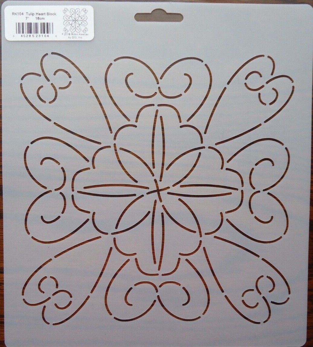 Stencil Quilting Tulip Heart Block 7" 18cm RK104 QC quilt stitch template sew