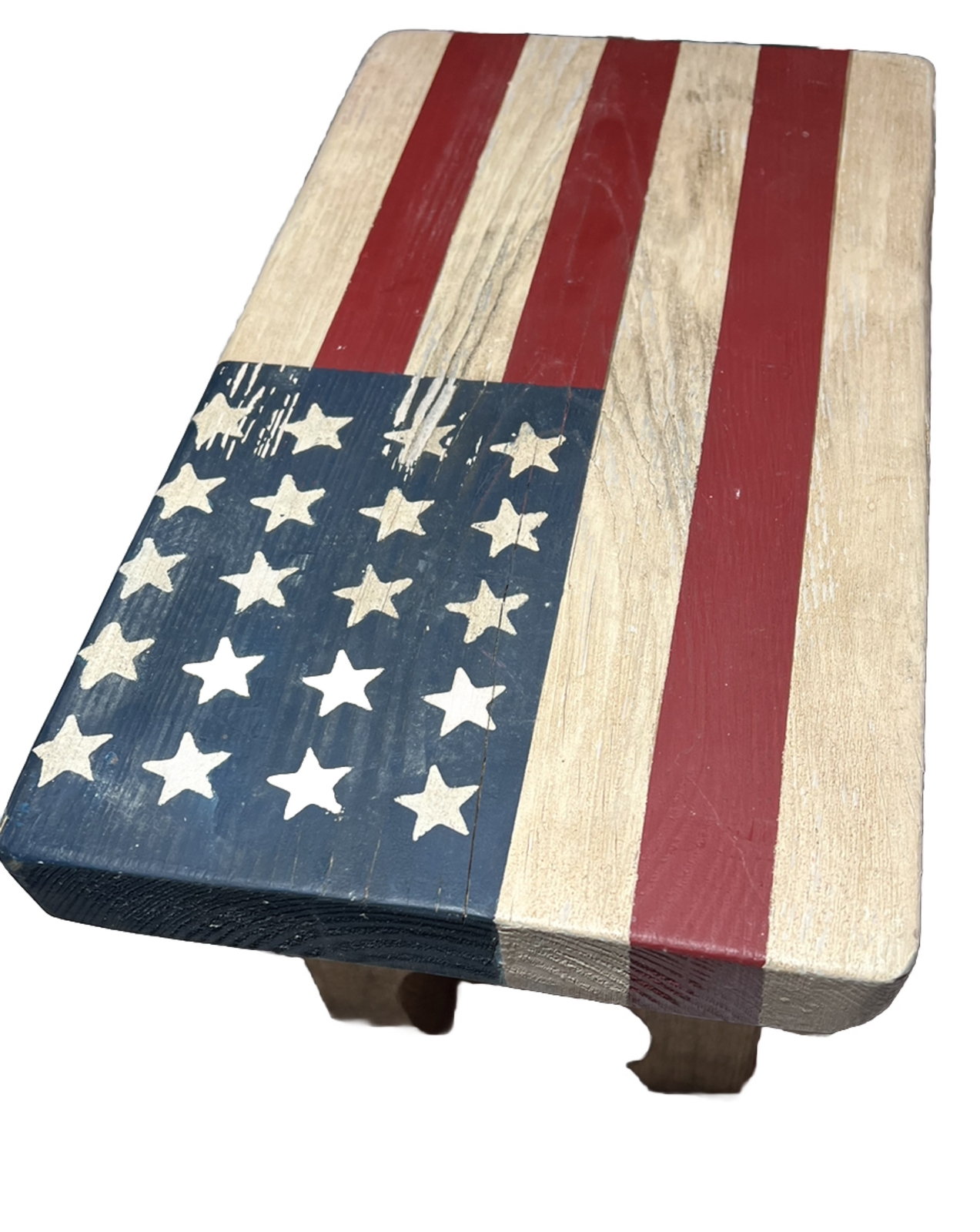 American Flag Wood Foot Stool