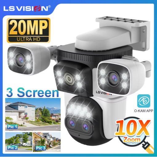LS VISION 20MP WiFi Security Camera 3 Screen 10X Zoom Auto Tracking Waterproof