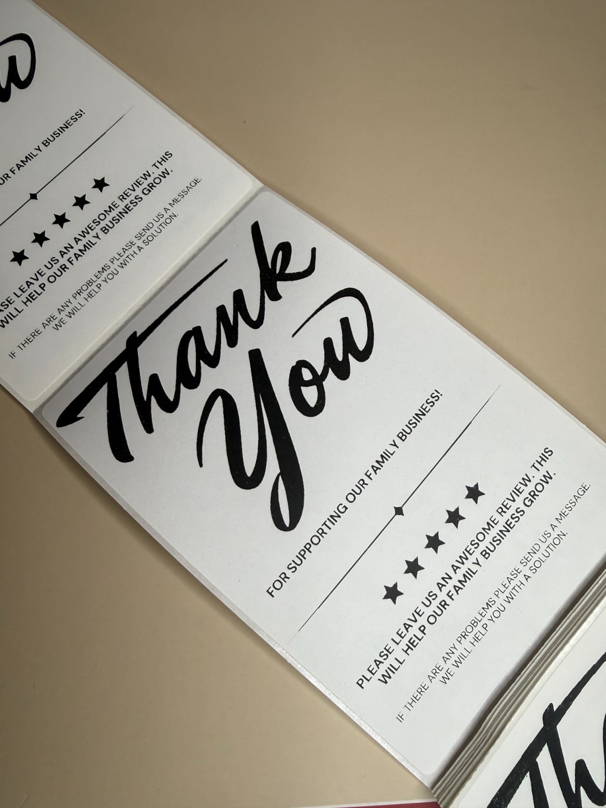 Thank You for Supporting Our Family Business Label 4x6" 100 Set Shipping Sticker