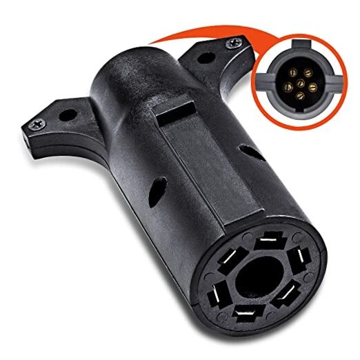 True Mods 7-Way Blade to 6-Way Round Trailer Adapter [Nickel 7-Way to 6-Way