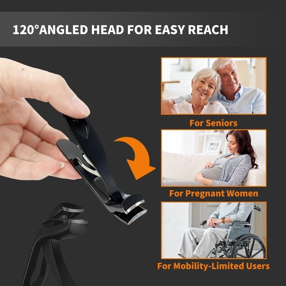 Long Handle Toenail Clippers for Seniors – Sharp Angled Head Thick Nails