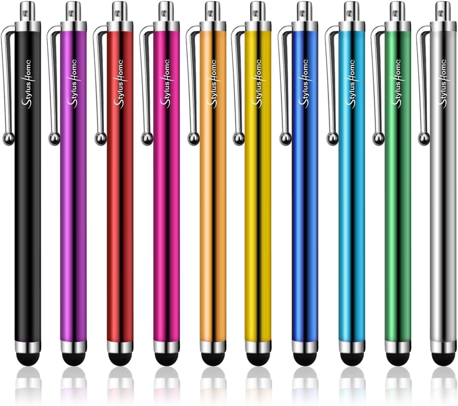 Stylus Pens for Touch Screens - 10 Pack Multi-colored Rubber