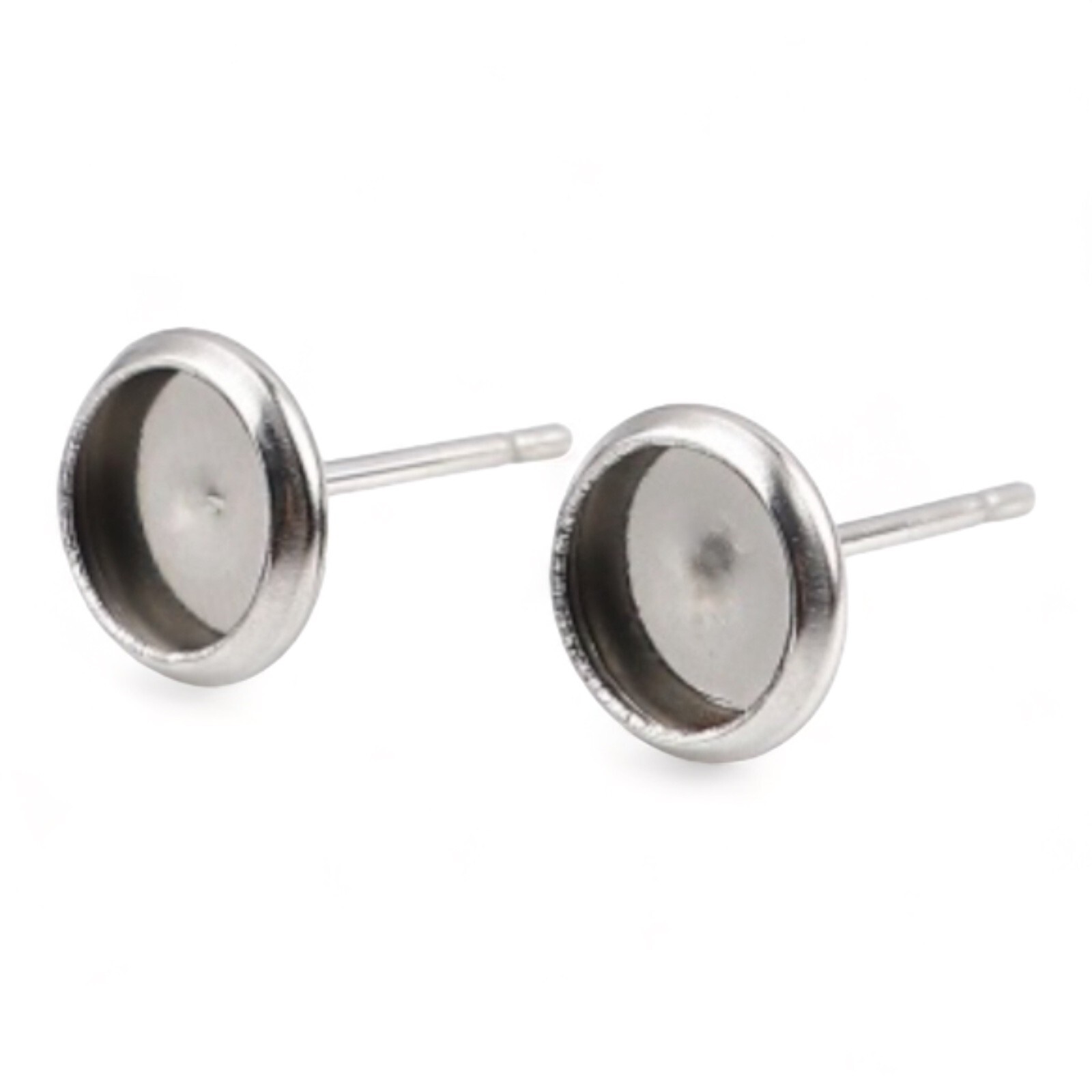 20 Stainless Steel Post Stud Earring Wire Fits 6mm Cabochon Settings Cups Beads