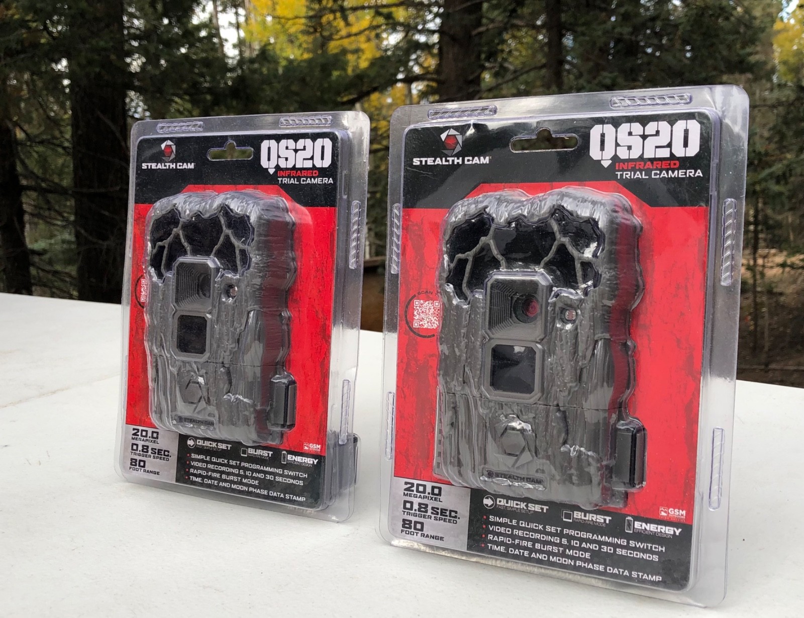 2 Stealth Cam QS20 trail cameras. 20MP 80ft Range - New