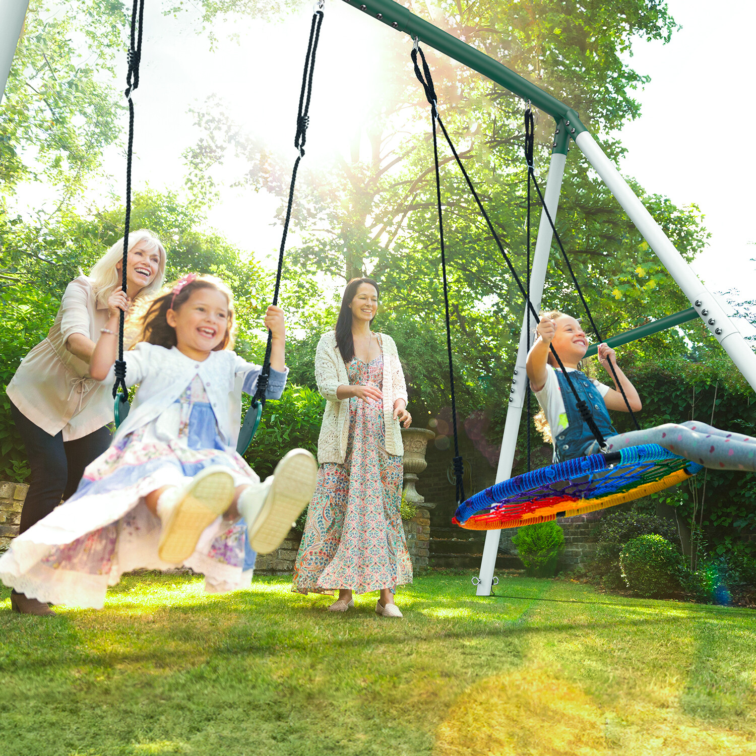 500lbs Metal Swing Set for Kids Adult Backyard with 2 Swings Heavy Duty A-Frame