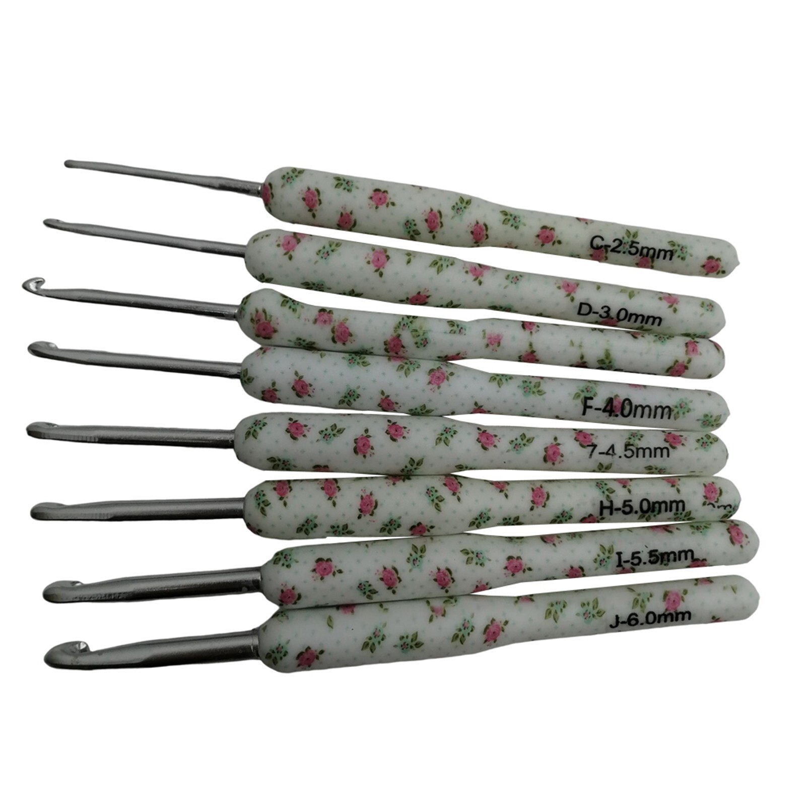 8pcs Hooks Needles Knit Weave Soft Pottery Crochet White Printed Crochet Hooks