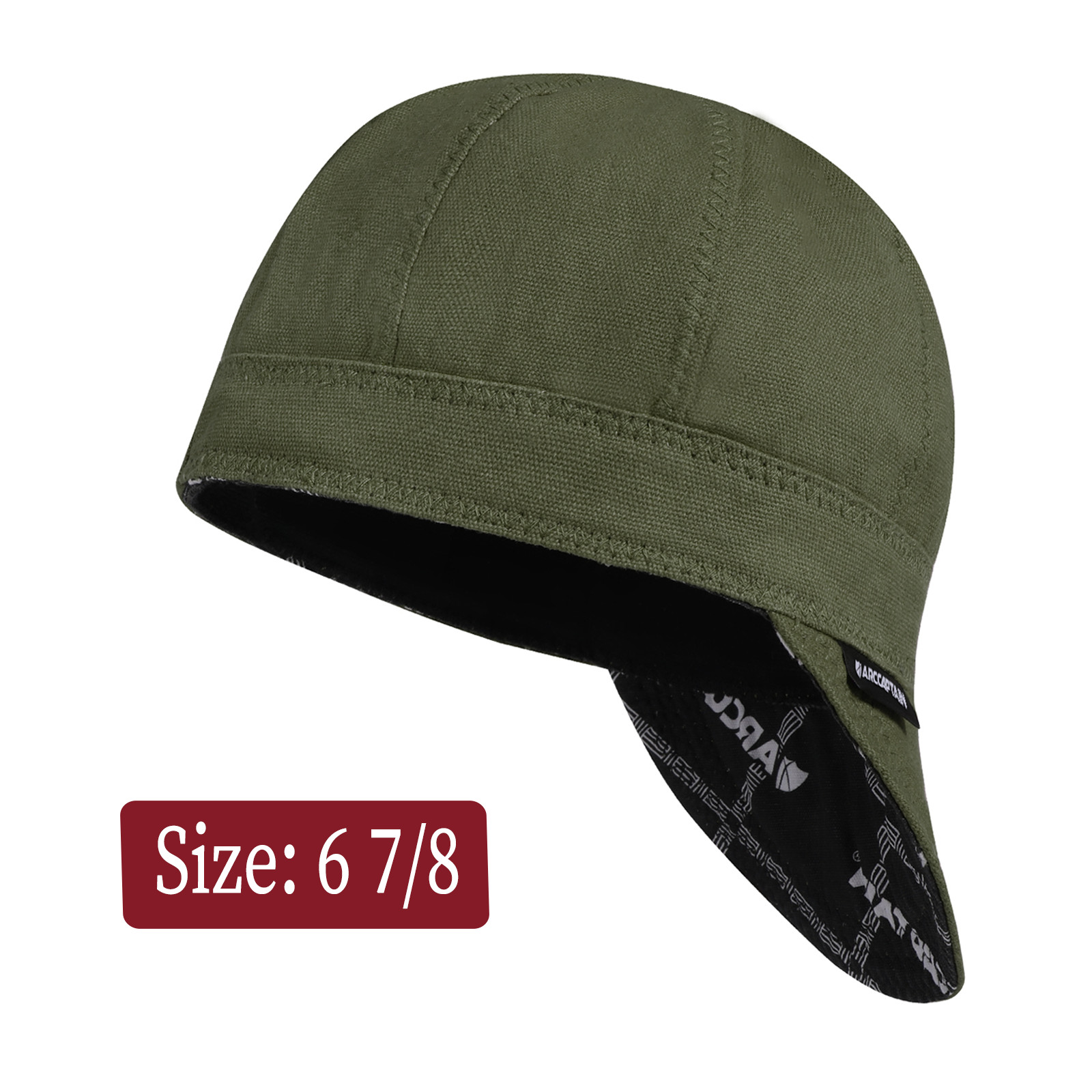 ARCCAPTAIN Reversible Welding Cap Protective Welders Hat Fireproof Cotton Green