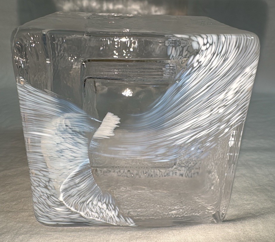 Kosta Boda Ice Block Square Clear Glass Candleholder Mid Century Swedish